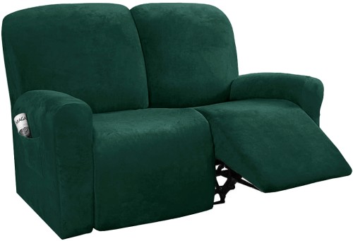 Aksamitny - welurowy pokrowiec na fotel rozkładany relaks -  BRUNSWICK GREEN - 2s.jpg