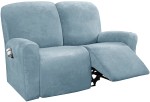 Aksamitny - welurowy pokrowiec na fotel rozkładany relaks -  BRIGHT CHAMBRAY - 2s.jpg