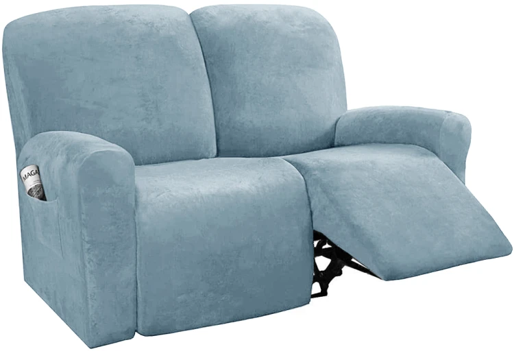 Aksamitny - welurowy pokrowiec na fotel rozkładany relaks -  BRIGHT CHAMBRAY - 2s.jpg