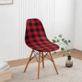 Elastyczny pokrowiec na krzesło skandynawskie - Czerwono-Czarna Krata.jpg