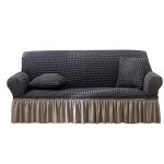 Pokrowiec na kanapę - sofę z falbaną - CIEMNY SZARY