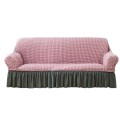 Narzuta - pokrowiec na kanapę - sofe z falbaną - RÓŻOWO - SZARY.jpg