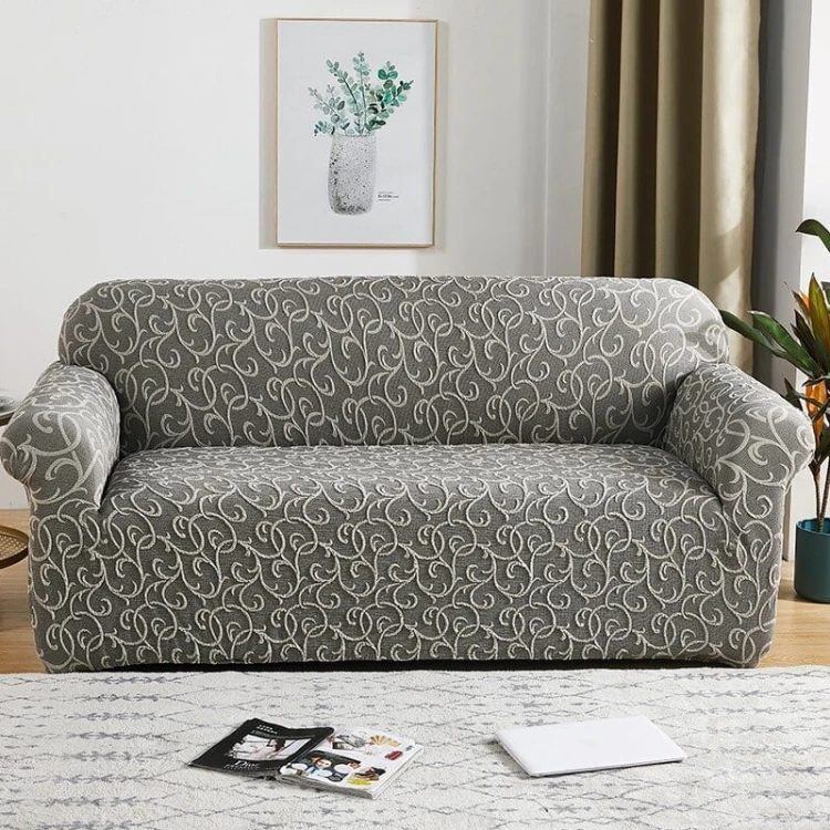 Stylowy - pałacowy pokrowiec na kanapę - sofę - JASNY SZARY.jpg