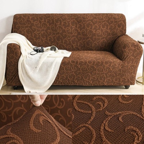 Stylowy - pałacowy pokrowiec na kanapę - sofę - BRĄZOWY.jpg