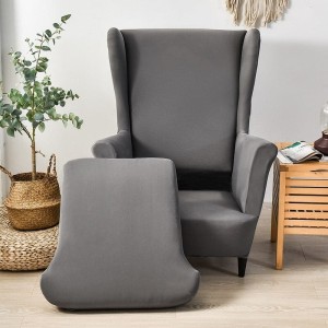 POKROWIEC NA FOTEL USZAK - GŁADKI - SZARY