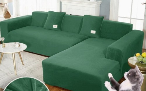 Welurowy pokrowiec na narożnik - rogówkę - GREEN.jpg