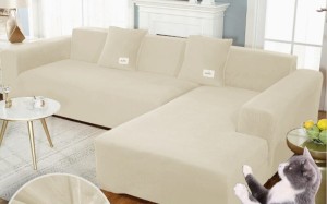 Welurowy pokrowiec na narożnik - rogówkę - KOŚĆ SŁONIOWA