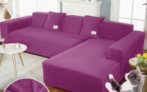 Welurowy pokrowiec na narożnik - rogówkę - PURPUROWY