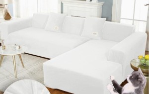 Welurowy pokrowiec na narożnik - rogówkę - BIAŁY