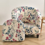 POKROWIEC NA FOTEL KLUBOWY - KWIATY ECRU