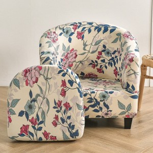 POKROWIEC NA FOTEL KLUBOWY - KWIATY ECRU