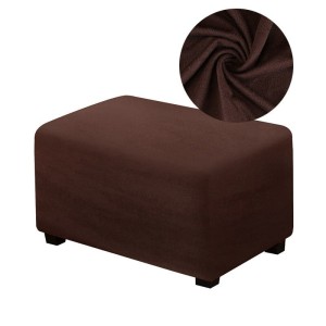 Pokrowiec na podnóżek pufe welurowy prostokątny - BRĄZ