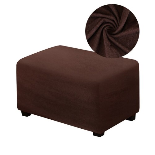 Pokrowiec na podnóżek pufe welurowy prostokątny - BRĄZ.jpg