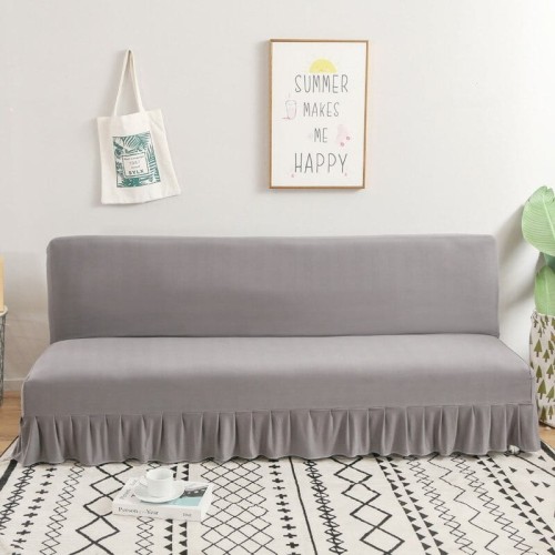 Pokrowiec na wersalkę finkę długi z falbanką - SZARY.jpg