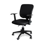 Wodoodporny pokrowiec dwuczęściowy na fotel krzesło biurowe z ekoskóry - CZARNY