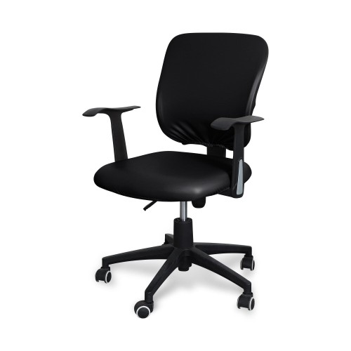 Wodoodporny pokrowiec dwuczęściowy na krzesło biurowe fotel z ekoskóry PU - CZARNY.jpg