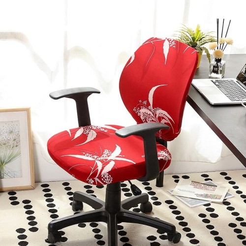 Pokrowiece na krzesło fotel obrotowy - CZERWONY LISTKI.jpg