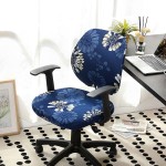 Pokrowiec dwuczęściowy na fotel krzesło obrotowe - GRANAT KWIATY