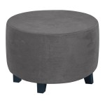 Aksamitny pokrowiec na okrągłą pufę podnóżek IKEA - SZARY
