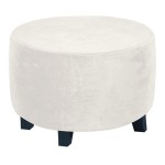 Aksamitny pokrowiec na okrągłą pufę podnóżek IKEA - BIAŁY