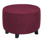 Aksamitny pokrowiec na okrągłą pufę podnóżek IKEA - CZERWONE WINO