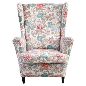 Pokrowiec na fotel norweski uszak IKEA - CZERWONO NIEBIESKIE KWIATY