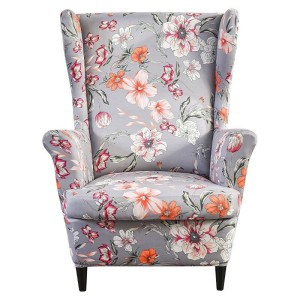 Pokrowiec na fotel norweski uszak IKEA - SREBRNY W KWIATY