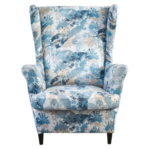 Pokrowiec na fotel norweski uszak IKEA - NIEBIESKIE LIŚCIE I KWIATY