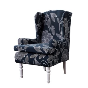 Pokrowiec na fotel uszak hotelowy bankietowy - SREBRNE KWIATY