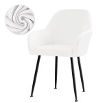 Aksamitny welurowy pokrowiec na krzesło klubowe - BIAŁY