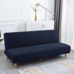 Żakardowy - wiklinowy pokrowiec na wersalkę finkę bez boków - GRANATOWY