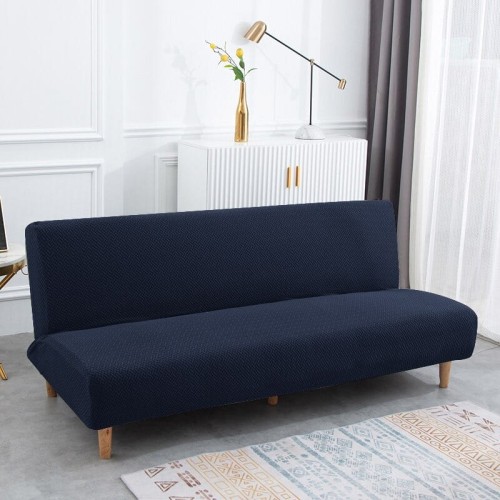 Żakardowy - wiklinowy pokrowiec na wersalke finkę bez boków - GRANATOWY.jpg