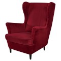 Aksamitny welurowy pokrowiec na fotel uszak IKEA STRANDMON - CZERWONE WINO.jpg