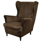 Aksamitny welurowy pokrowiec na fotel uszak IKEA STRANDMON - BRĄZOWY