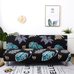 Pokrowiec na wersalkę finkę bez boków - NIEBIESKIE LIŚCIE