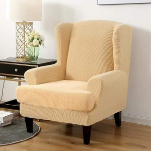 POKROWIEC NA FOTEL USZAK - ŻAKARDOWY - JERSEY CREAM