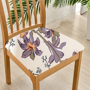  ELASTYCZNY POKROWIEC NA SIEDZISKO KRZESŁA DO KUCHNI - JADALNI - SALONU - Purple Flowers