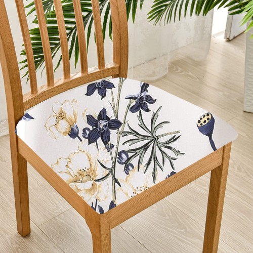 ELASTYCZNY POKROWIEC NA SIEDZISKO KRZESŁA DO KUCHNI - JADALNI - SALONU - Blue Flowers.jpg