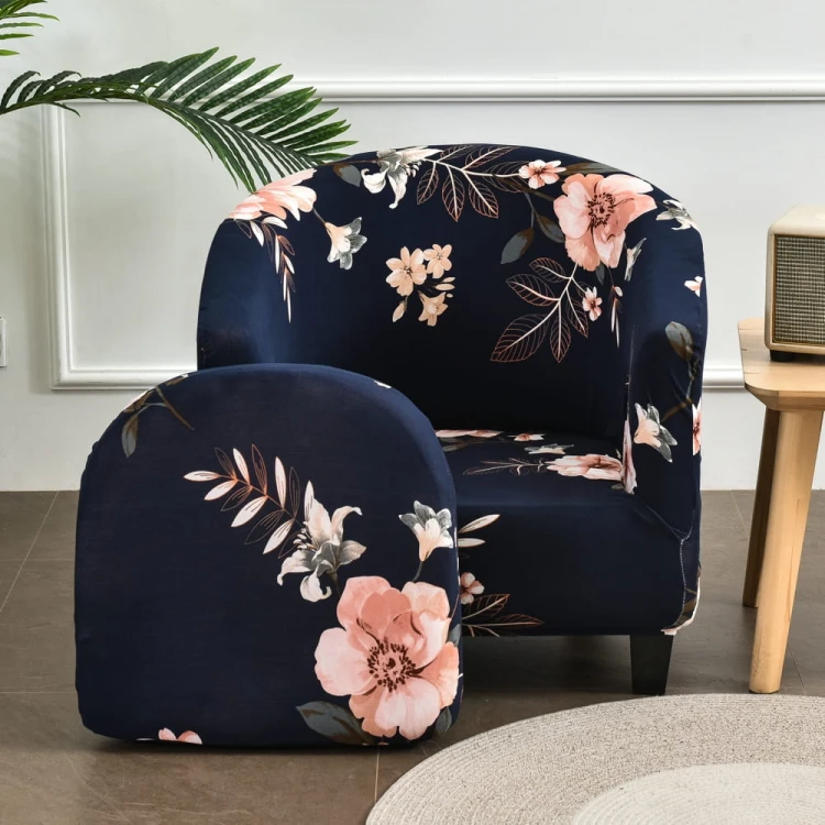 Pokrowiec na fotel klubowy - Royal Blue Blossom.jpg