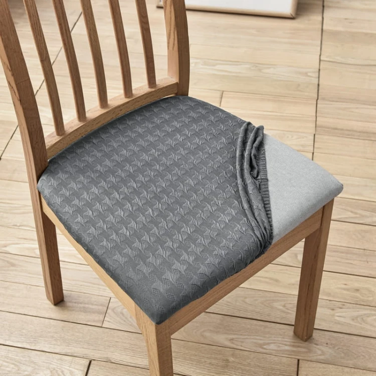 Żakardowy pokrowiec na siedzisko krzesła - fala - DARK TROLLEY GREY.jpg