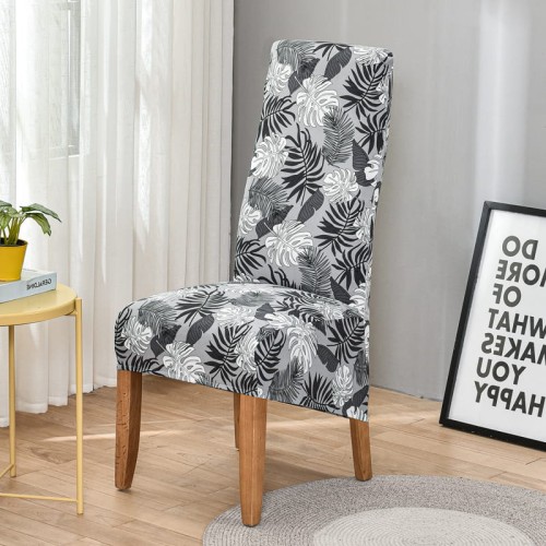 Wzorzysty pokrowiec na krzesło XL - SZARA PALMA.jpg