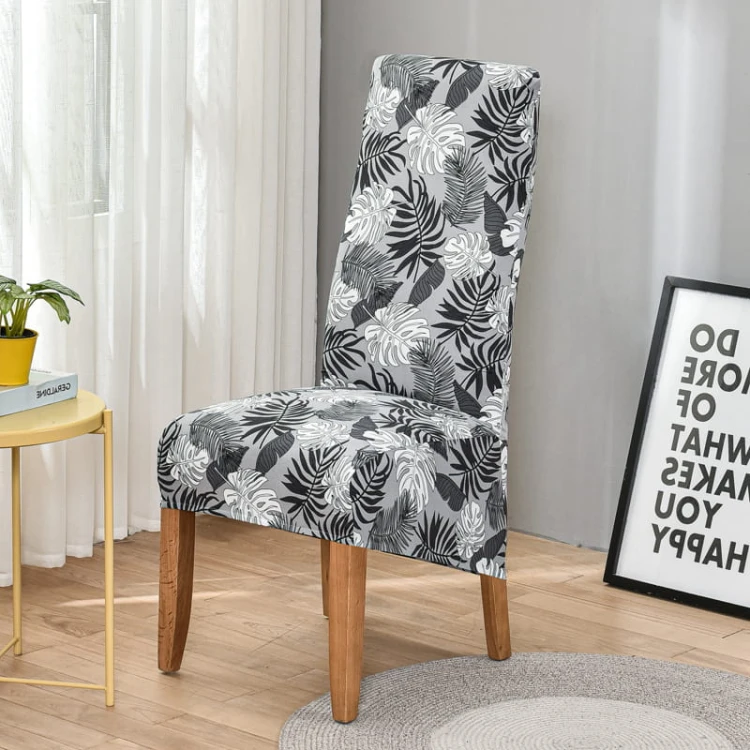 Wzorzysty pokrowiec na krzesło XL - SZARA PALMA.jpg