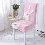 Świąteczny pokrowiec na krzesło - Różowy zając