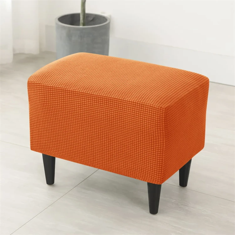 Pokrowiec na podnóżek pufę żakardowy prostokątny - ORANGE POPPY.jpeg