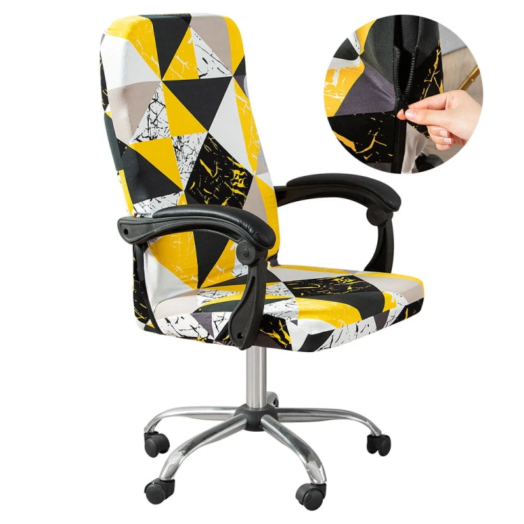 Pokrowiec na fotel gamingowy komputerowy biurowy - krzesło obrotowe - CONTRASTING YELLOW.jpeg