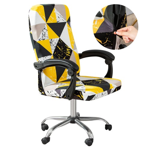 Pokrowiec na fotel gamingowy komputerowy biurowy - krzesło obrotowe - CONTRASTING YELLOW.jpeg