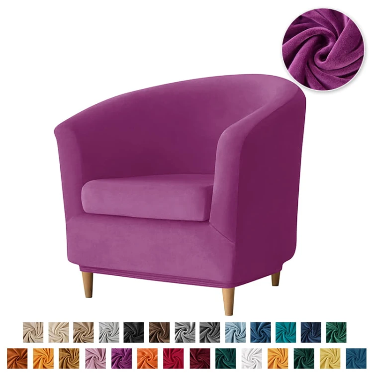 Aksamitny pokrowiec na fotel klubowy z siedziskiem - PURPLE PERIL.jpeg