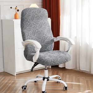 Żakardowy pokrowiec na fotel gamingowy komputerowy biurowy - krzesło obrotowe - leavo - QUIET GREY