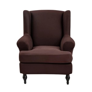 POKROWIEC NA FOTEL USZAK - GŁADKI - KAWA