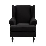 POKROWIEC NA FOTEL USZAK - GŁADKI - CZARNY